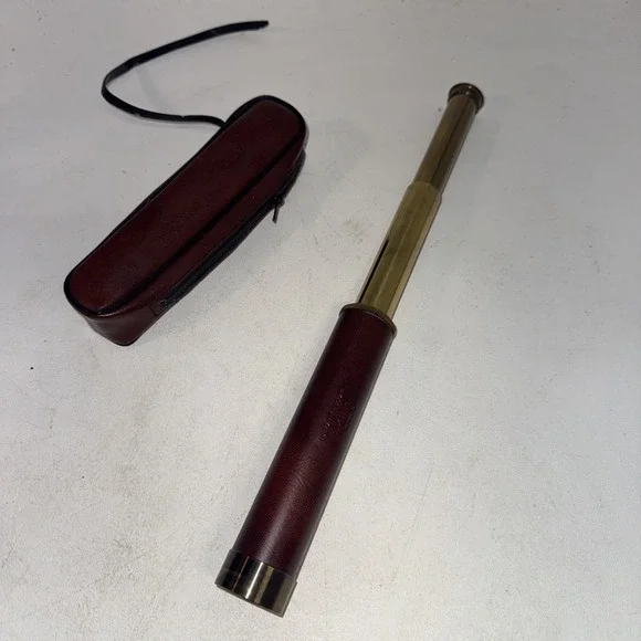 30x30mm 14 Leather Brass Hand Telescope made in Japan